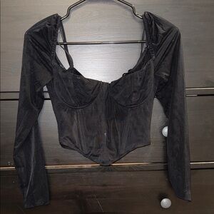 White Fox Boutique Black Zipper Corset Top